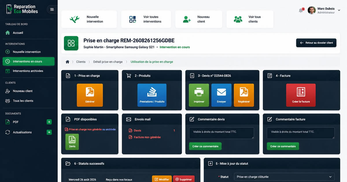 Aperçu du projet Réparation Eco Mobiles