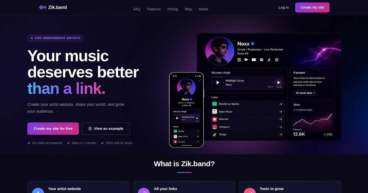 Aperçu du projet Zik.band